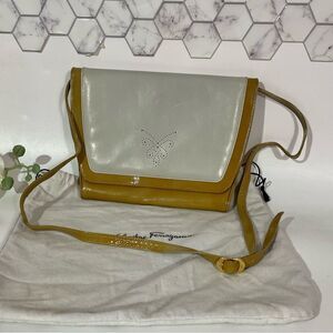 Salvatore Ferragamo Gray and Gold Patent Leather Women's Bag